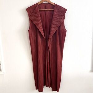 Issey Miyake Pleats Please Sleeveless Long Vest Sculptural Japanese Design